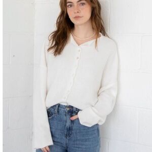 Things Between White Piper Cardigan Small